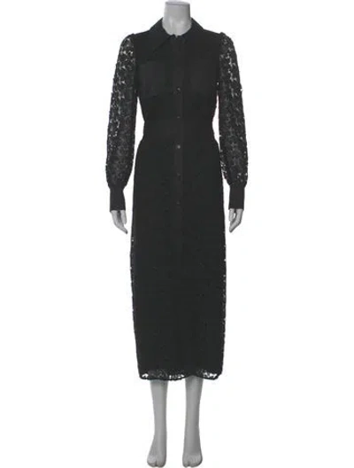 Pre-owned Kate Spade Lace Pattern Long Dress In Gray