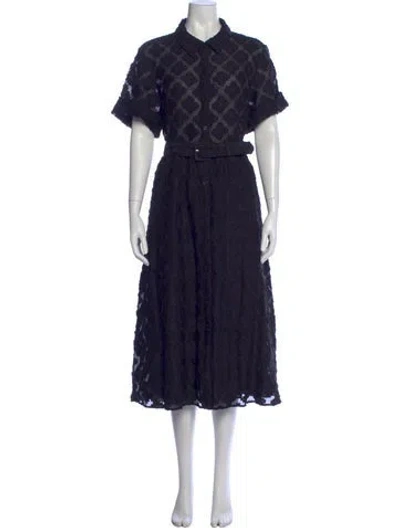 Pre-owned Kate Spade Lace Pattern Midi Length Dress In Black
