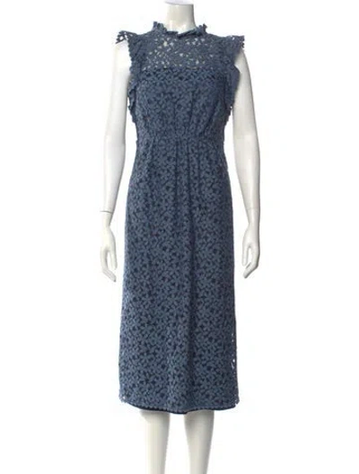 Pre-owned Kate Spade Lace Pattern Midi Length Dress In Blue