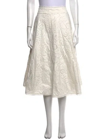 Pre-owned Kate Spade Lace Pattern Midi Length Skirt In Neutrals