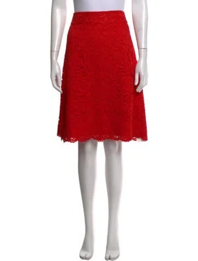 Pre-owned Kate Spade Lace Pattern Midi Length Skirt W/ Tags In Red