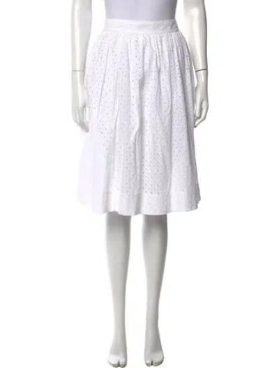 Pre-owned Kate Spade Lace Pattern Midi Length Skirt In White