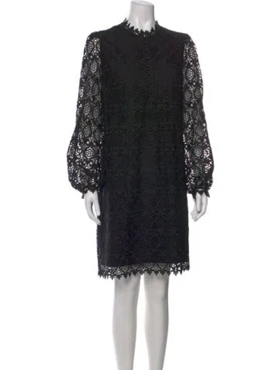 Pre-owned Kate Spade Lace Pattern Mini Dress In Black