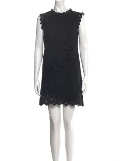 Pre-owned Kate Spade Lace Pattern Mini Dress In Black