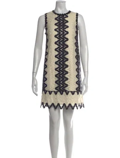 Pre-owned Kate Spade Lace Pattern Mini Dress In Grey/neutrals