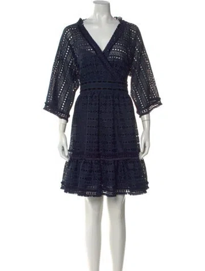 Pre-owned Kate Spade Lace Pattern Mini Dress W/ Tags In Blue/metallic