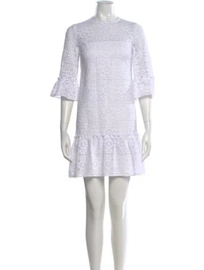 Pre-owned Kate Spade Lace Pattern Mini Dress In White