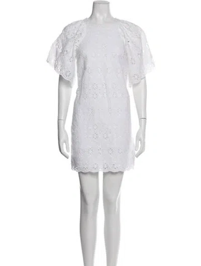 Pre-owned Kate Spade Lace Pattern Mini Dress In White