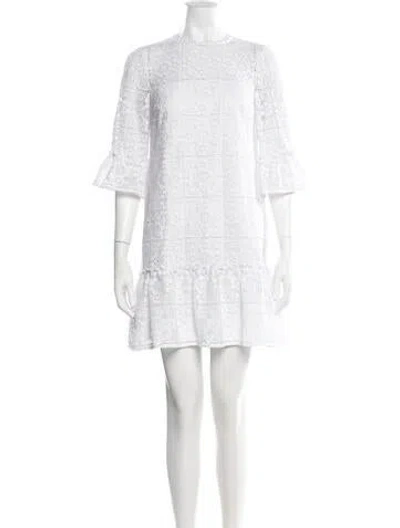 Pre-owned Kate Spade Lace Pattern Mini Dress In White