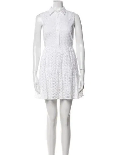 Pre-owned Kate Spade Lace Pattern Mini Dress In White