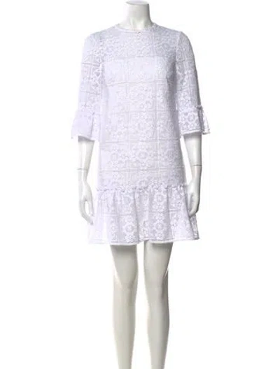 Pre-owned Kate Spade Lace Pattern Mini Dress In White