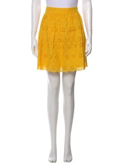 Pre-owned Kate Spade Lace Pattern Mini Skirt In Yellow