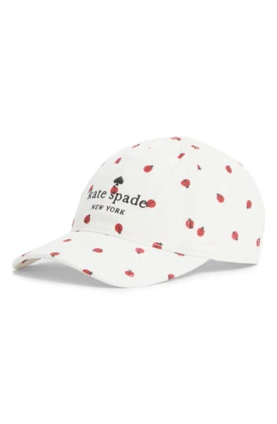 Kate Spade Ladybug Party Baseball Cap In White