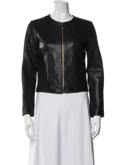 Pre-owned Kate Spade Lamb Leather Biker Jacket In Black
