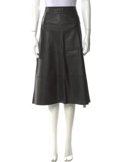 Pre-owned Kate Spade Lamb Leather Midi Length Skirt In Black