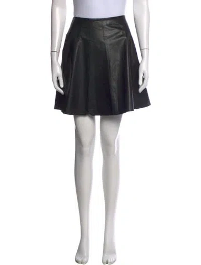Pre-owned Kate Spade Lamb Leather Mini Skirt In Black
