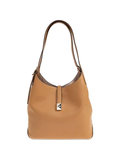 Kate Spade Large Deco Grained Leather Shoulder Bag In Brown