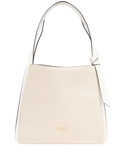 Kate Spade New York Knott Color Blocked Pebbled Leather Small Zip Top Satchel In Neutrals