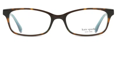 Kate Spade Laurel Yap Women's Glasses Tortoiseshell Size 50 - Free Lenses - Blue Light Block Available In Dark Tortoise On Transparent Teal Blue