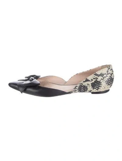 Pre-owned Kate Spade Leather Animal Print Ballet Flats In Black