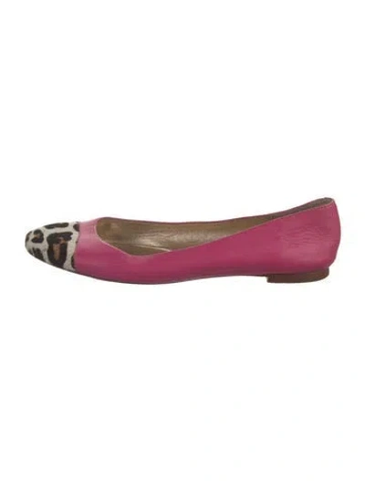 Pre-owned Kate Spade Leather Animal Print Ballet Flats In Multi