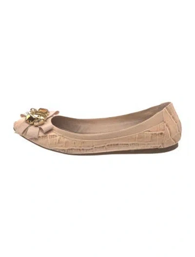 Pre-owned Kate Spade Leather Animal Print Ballet Flats In Neutrals