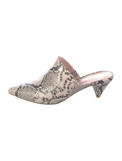 Pre-owned Kate Spade Leather Animal Print Mules In Neutral