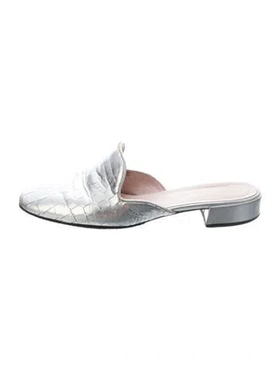 Pre-owned Kate Spade Leather Animal Print Mules In Silver