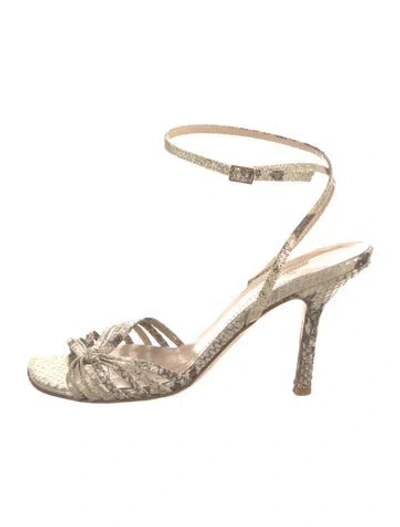 Pre-owned Kate Spade Leather Animal Print Sandals In Neutral