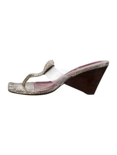 Pre-owned Kate Spade Leather Animal Print Slides In Multi