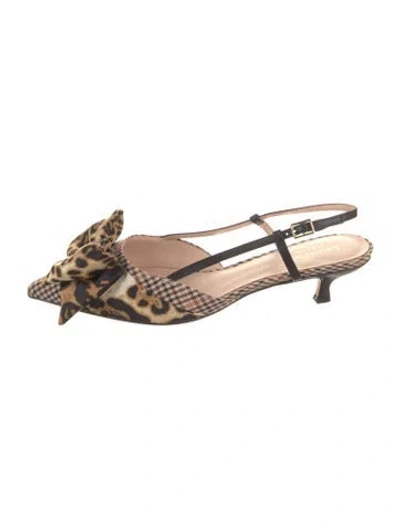 Pre-owned Kate Spade Leather Animal Print Slingback Flats In Neutral