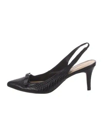 Pre-owned Kate Spade Leather Animal Print Slingback Pumps In Black