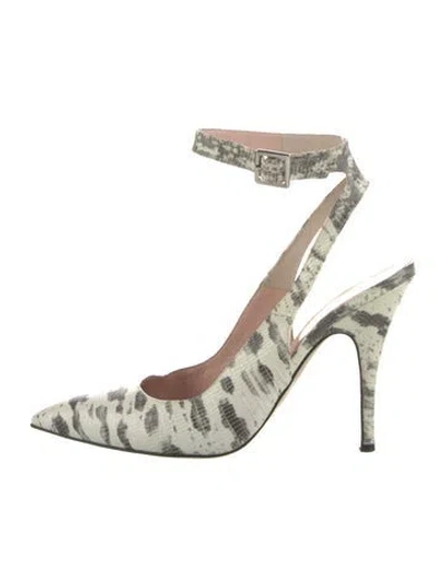 Pre-owned Kate Spade Leather Animal Print Slingback Pumps In Neutral
