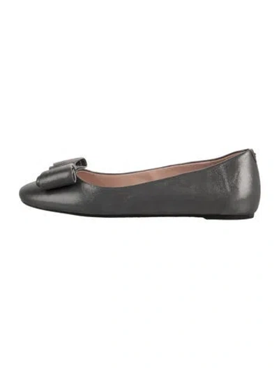Pre-owned Kate Spade Leather Ballet Flats In Gray