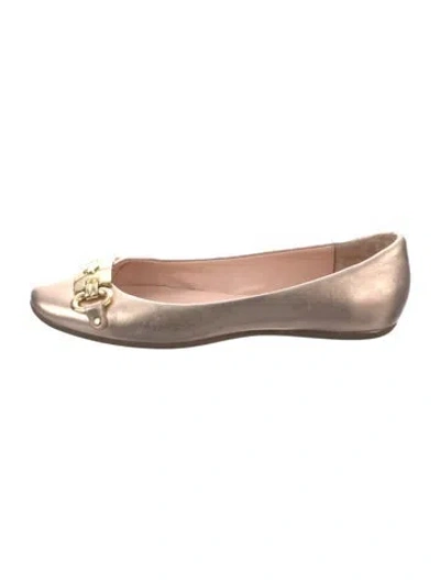 Pre-owned Kate Spade Leather Ballet Flats In Metallic/pink