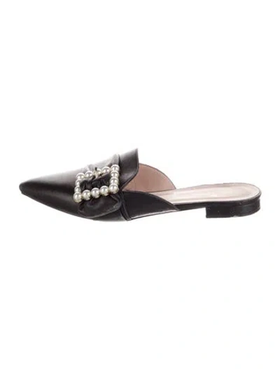 Pre-owned Kate Spade Leather Beaded Accents Mules In Black