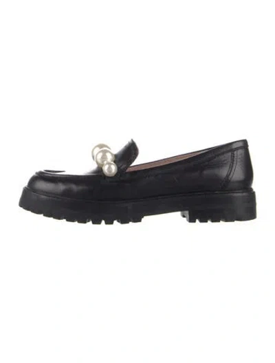 Pre-owned Kate Spade Leather Beaded Accents Sneakers In Black