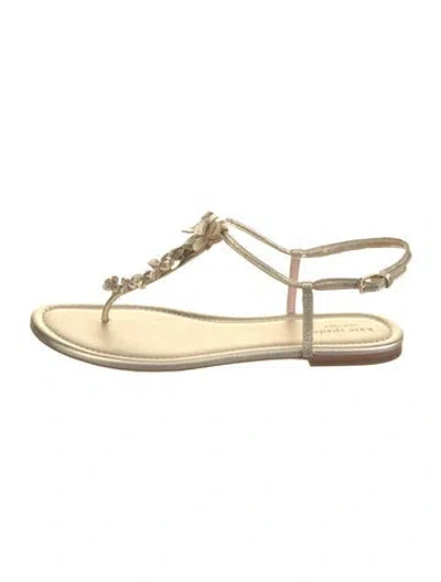 Pre-owned Kate Spade Leather Beaded Accents T-strap Sandals