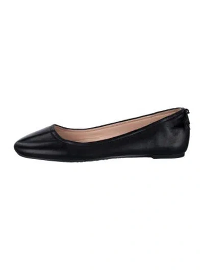 Pre-owned Kate Spade Leather Bow Accents Ballet Flats In Black/blue