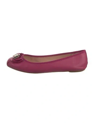 Pre-owned Kate Spade Leather Bow Accents Ballet Flats In Pink