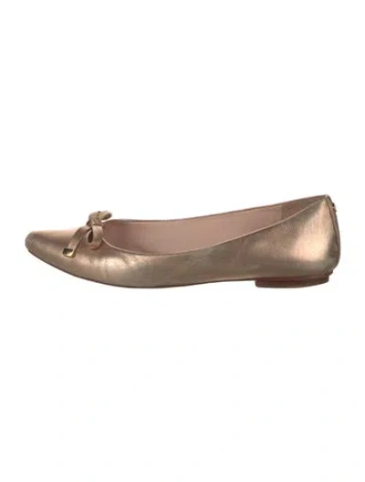 Pre-owned Kate Spade Leather Bow Accents Ballet Flats In Pink
