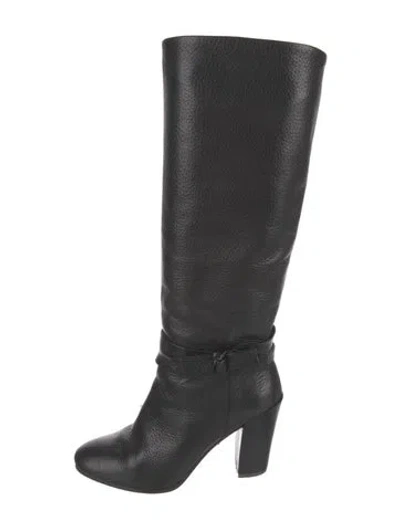 Pre-owned Kate Spade Leather Bow Accents Boots In Black