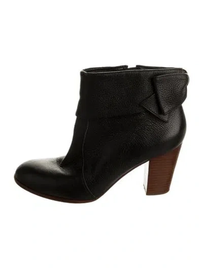 Pre-owned Kate Spade Leather Bow Accents Boots In Black