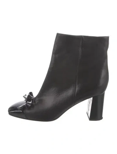 Pre-owned Kate Spade Leather Bow Accents Boots In Black