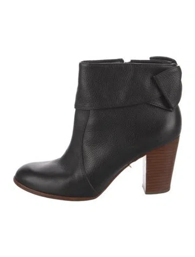Pre-owned Kate Spade Leather Bow Accents Boots In Black