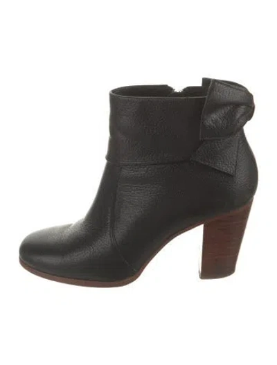 Pre-owned Kate Spade Leather Bow Accents Boots In Black
