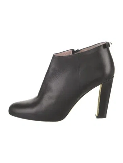 Pre-owned Kate Spade Leather Bow Accents Boots In Black