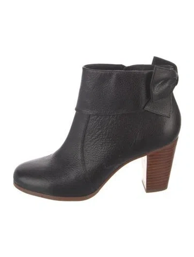 Pre-owned Kate Spade Leather Bow Accents Boots In Black