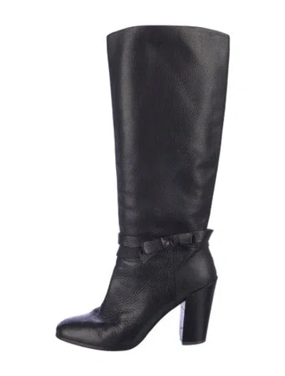 Pre-owned Kate Spade Leather Bow Accents Boots In Blue