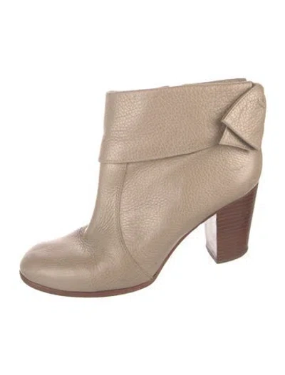 Pre-owned Kate Spade Leather Bow Accents Boots In Neutrals
